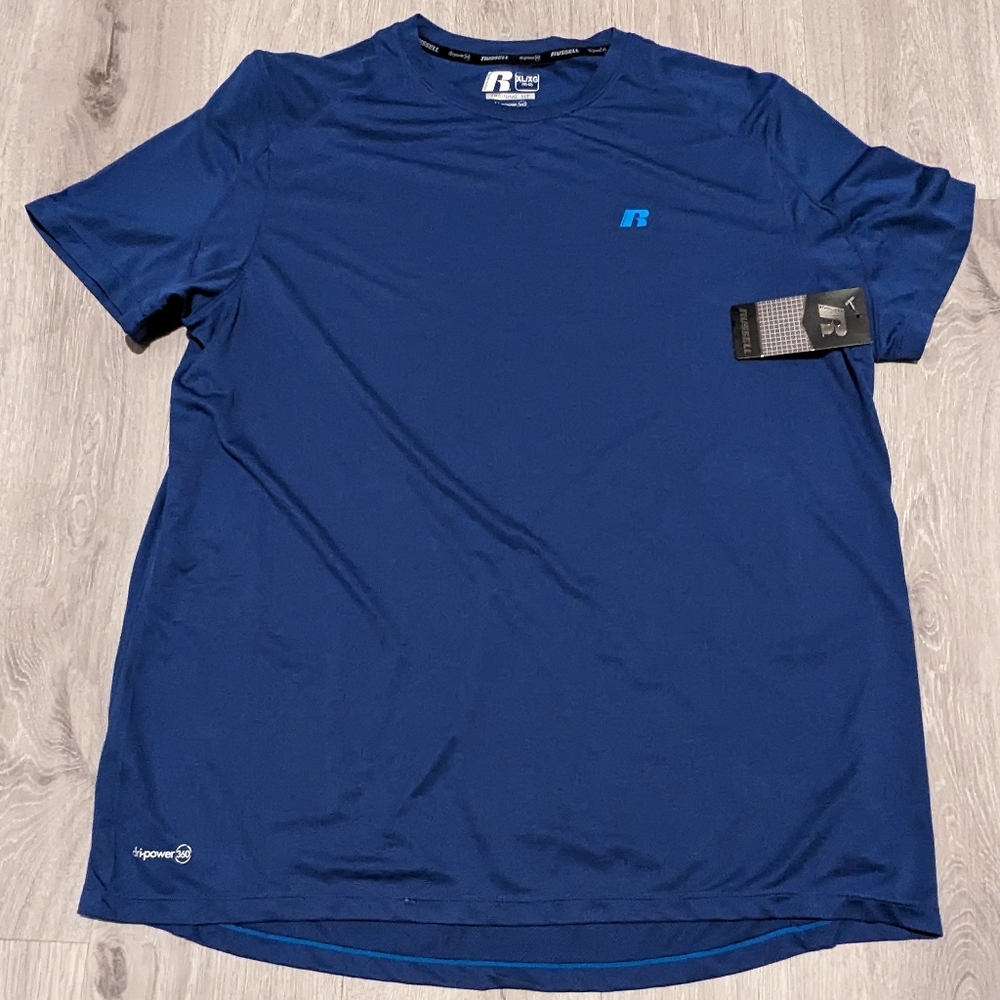Russell Mens Blue Dri-Power 360 Training Fit Active wear Pullover T Shirt